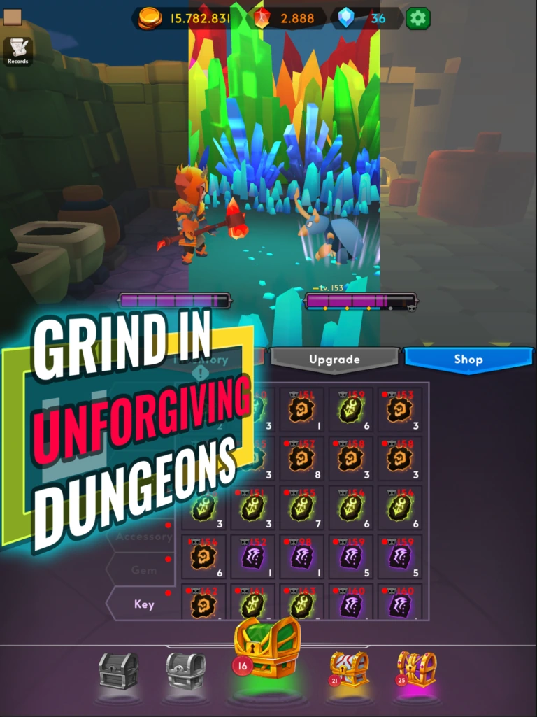 Grind in unforgiving dungeons